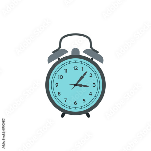 Alarm clock icon in flat style on a white background