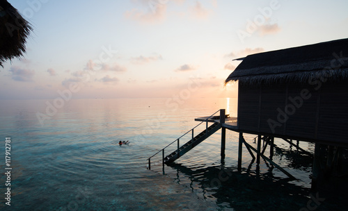 Scooba in the morning with sunrise, Great view from Maldives © furyoku