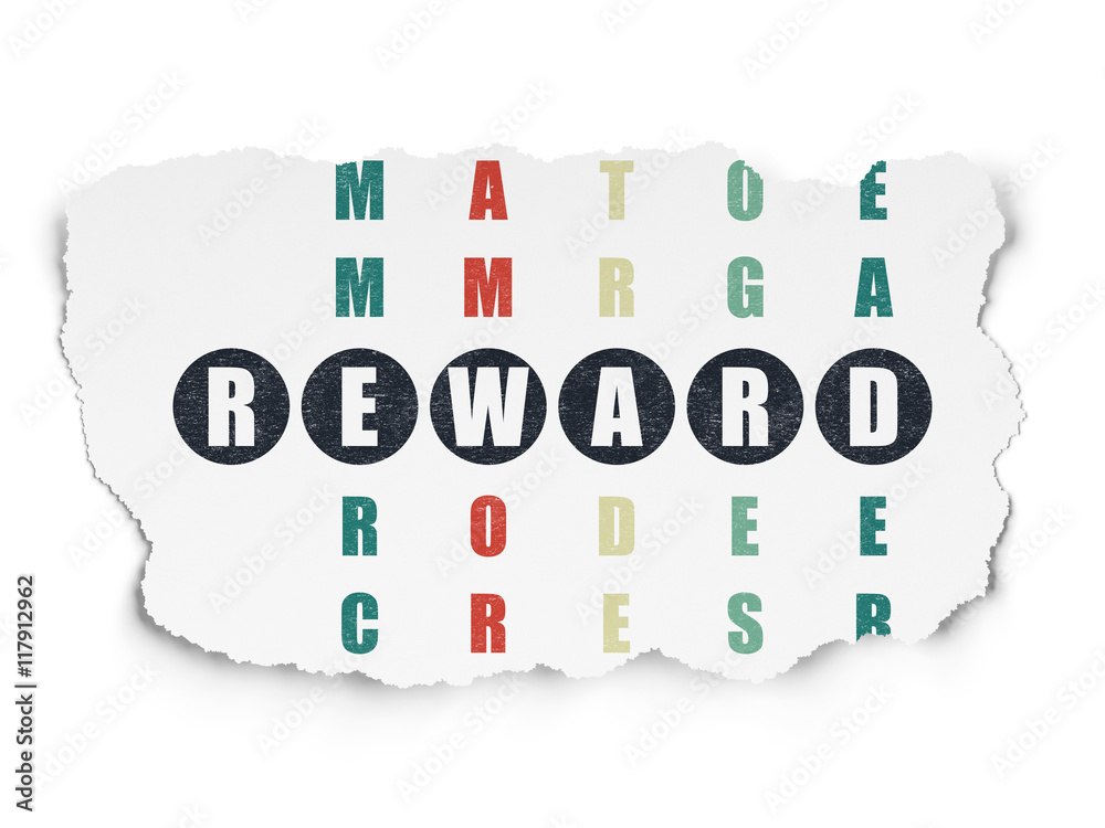 Finance concept: Reward in Crossword Puzzle