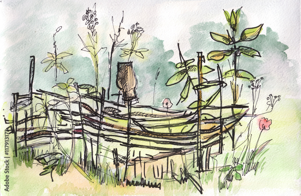 Obraz premium Instant sketch, fence