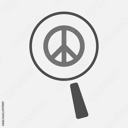 Isolated magnifier icon with a peace sign