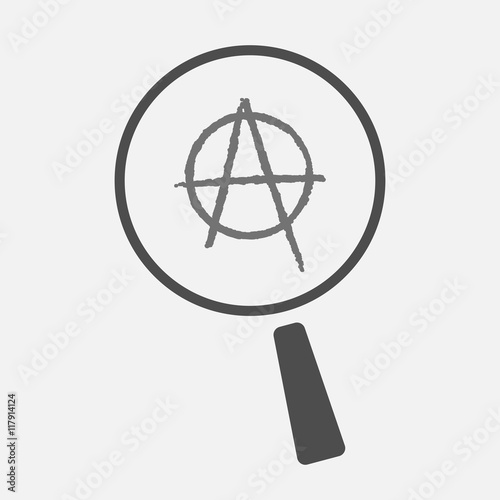Isolated magnifier icon with an anarchy sign