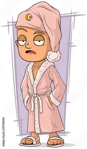 Cartoon sleepy man in sleepwear