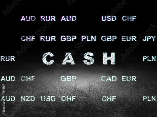 Currency concept: Cash in grunge dark room