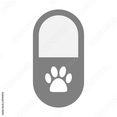 Isolated pill icon with an animal footprint