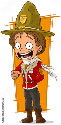 Cartoon standing canadian ranger in hat