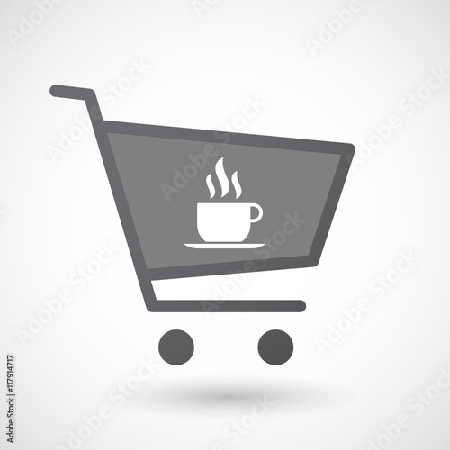 Isolated shopping cart icon with a cup of coffee