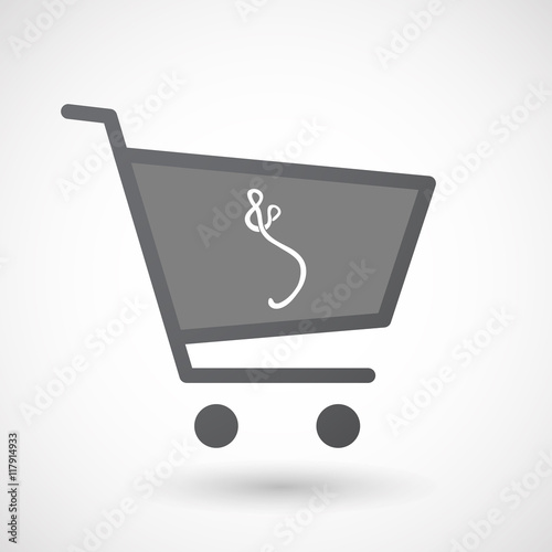 Isolated shopping cart icon with  an ebola sign