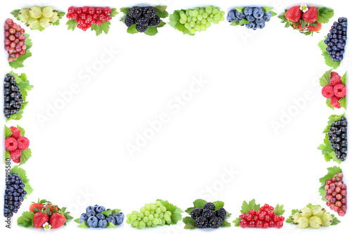 Beeren Erdbeeren Blaubeeren Himbeeren Trauben Weintrauben Rahmen