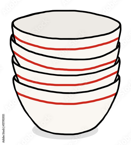 many bowl / cartoon vector and illustration, hand drawn style, isolated on white background.