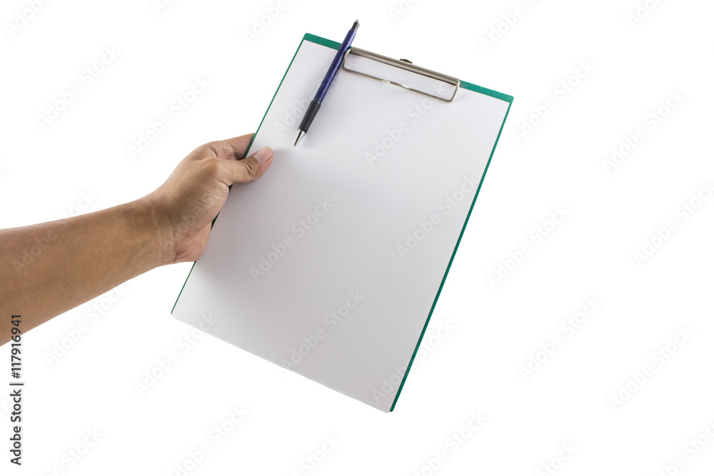 Businessman holding a clipboard and write on it, isolated on white background. Businessman holding a clipboard and write on it, isolated on white background.