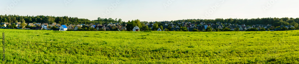 Obraz premium panoramic view of the countryside, a holiday village