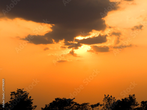 sunset sky orange, Phitsanulok province, Thailand. 