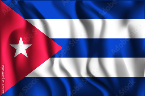 Flag of Cuba. Rectangular Shape Icon with Wavy Effect