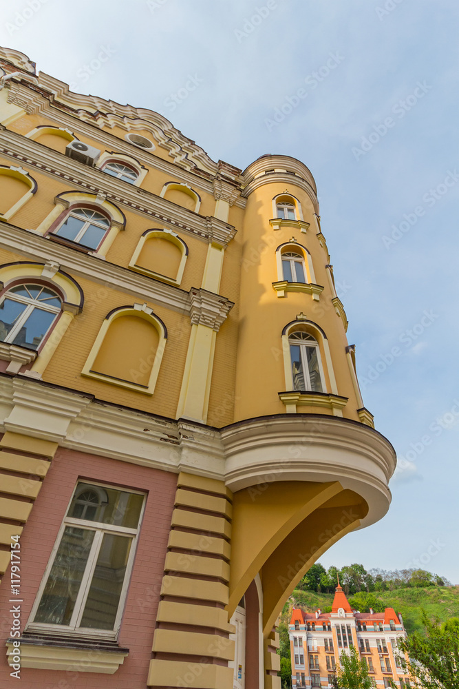 Facade of luxury homes in the classical style. Kiev, Ukraine