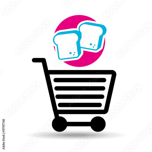 shopping cart with chopped bread
