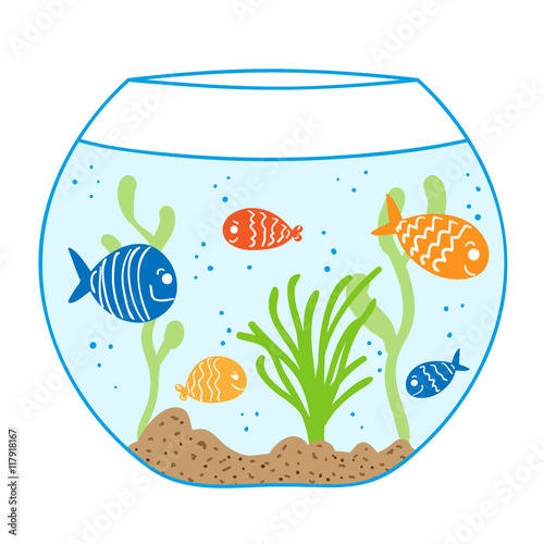 Aquarium doodle seamless pattern.