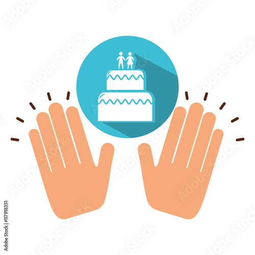 two hands holding wedding cake