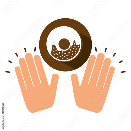 two hands holding donut