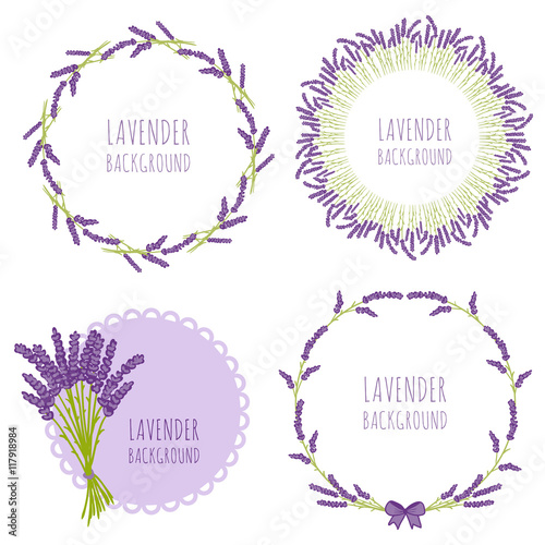 Fototapeta Naklejka Na Ścianę i Meble -  floral lavender design in circle