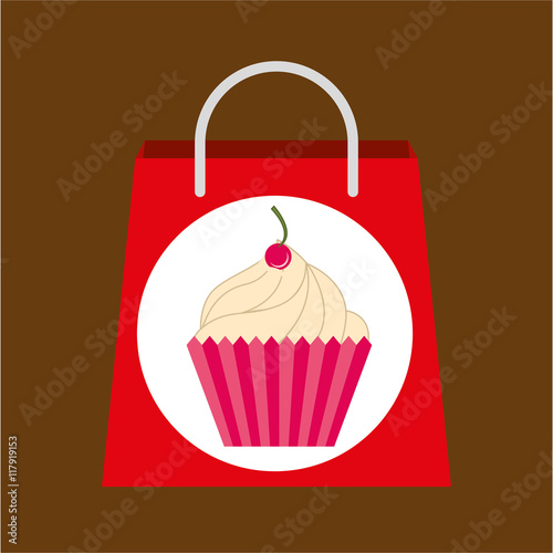 shopping bag cherry cupcake
