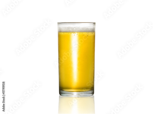 Glass of beer isolated on a white background with Clipping Path
