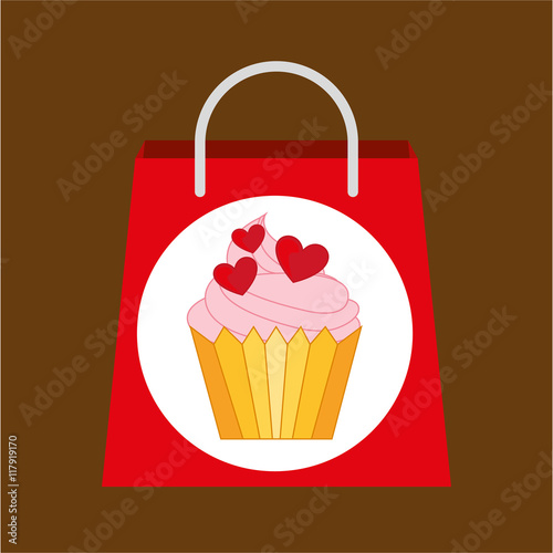 shopping bag cupcake hearts