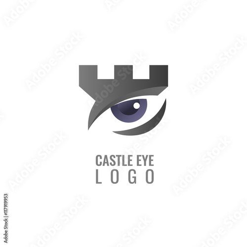 Digital castle, fortress vector logo. Tower architecture icon.