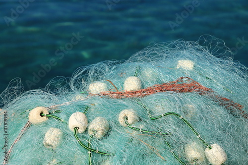 Fishing net near Adriatic sea in Brela ,Croatia photo