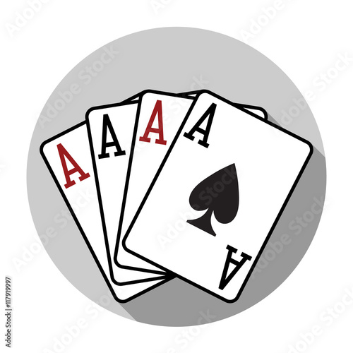 Flat design vector four aces playing cards icon, isolated