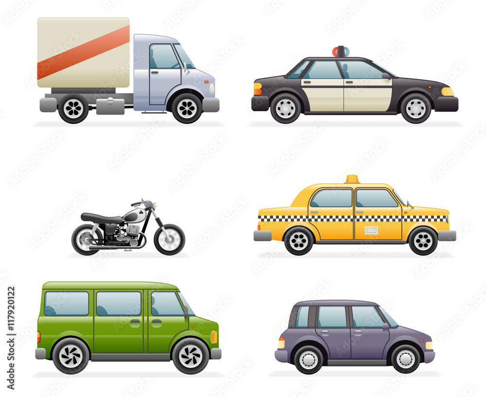 Retro Car Icons Set Realistic Design Vector Illustration