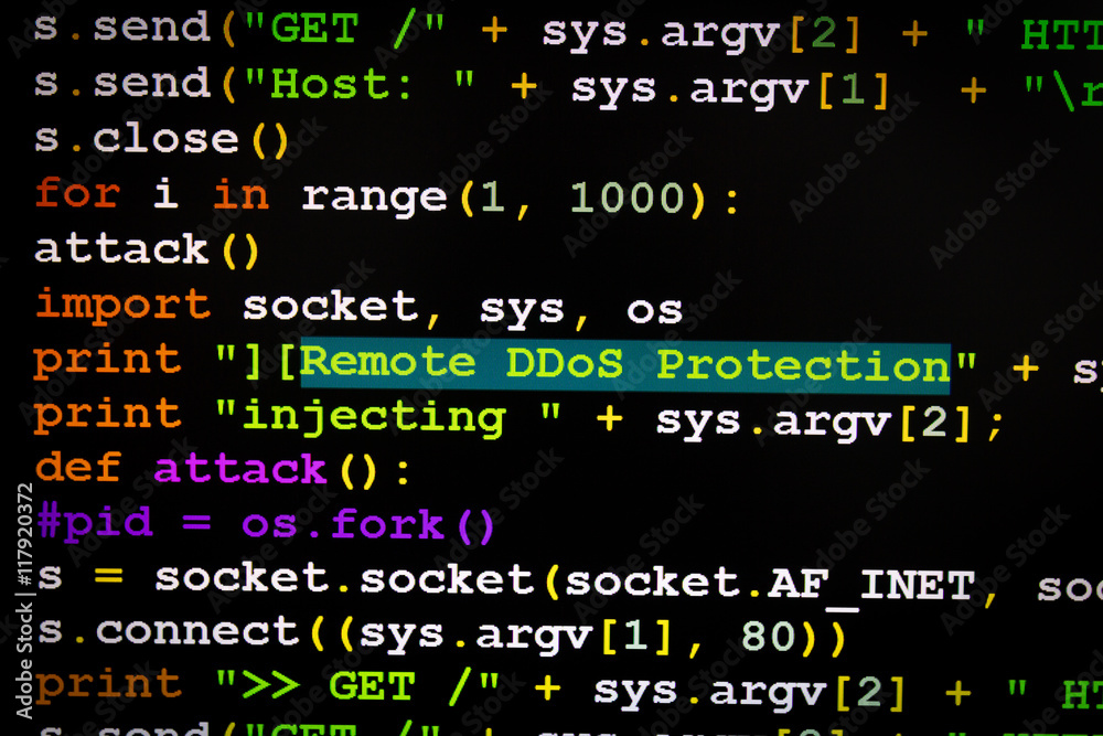 Graphic user interface with DDoS message, concept of internet attack