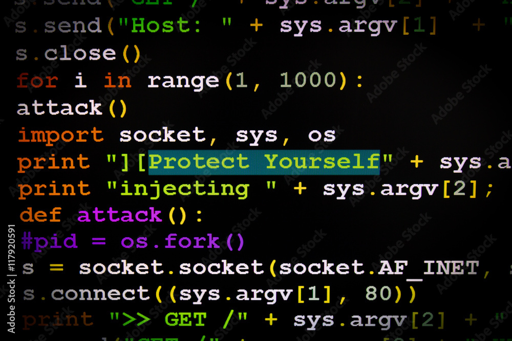 Graphic user interface with Protect yourself message, concept of internet attack