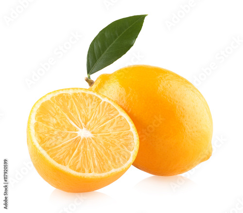 ripe lemons isolated on white background