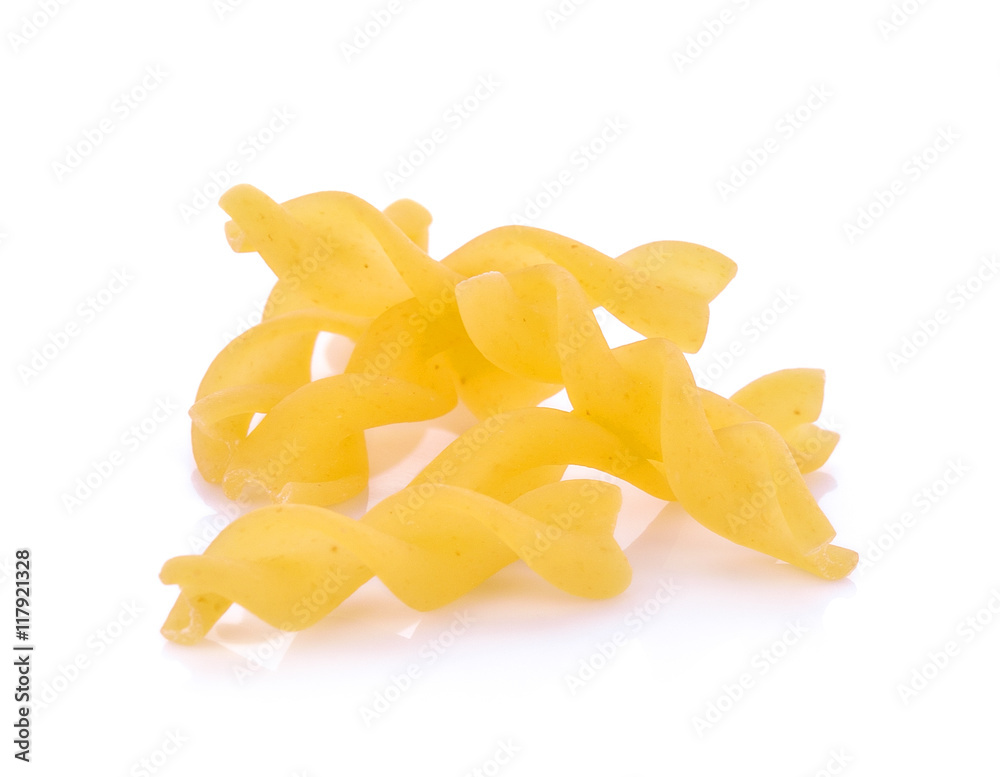 raw pasta on a white background