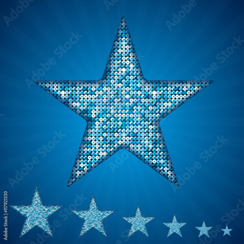 Vector blue star with elements of sequins.