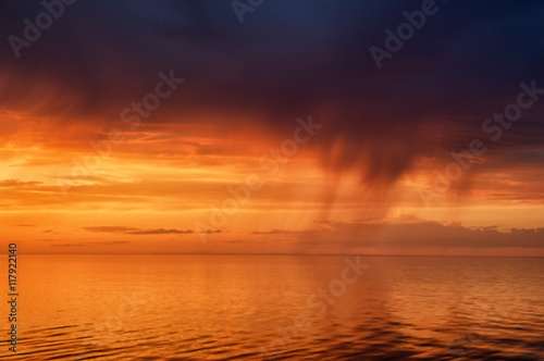 Thunderstorm sky on the lake Balkhash  Kazakhstan