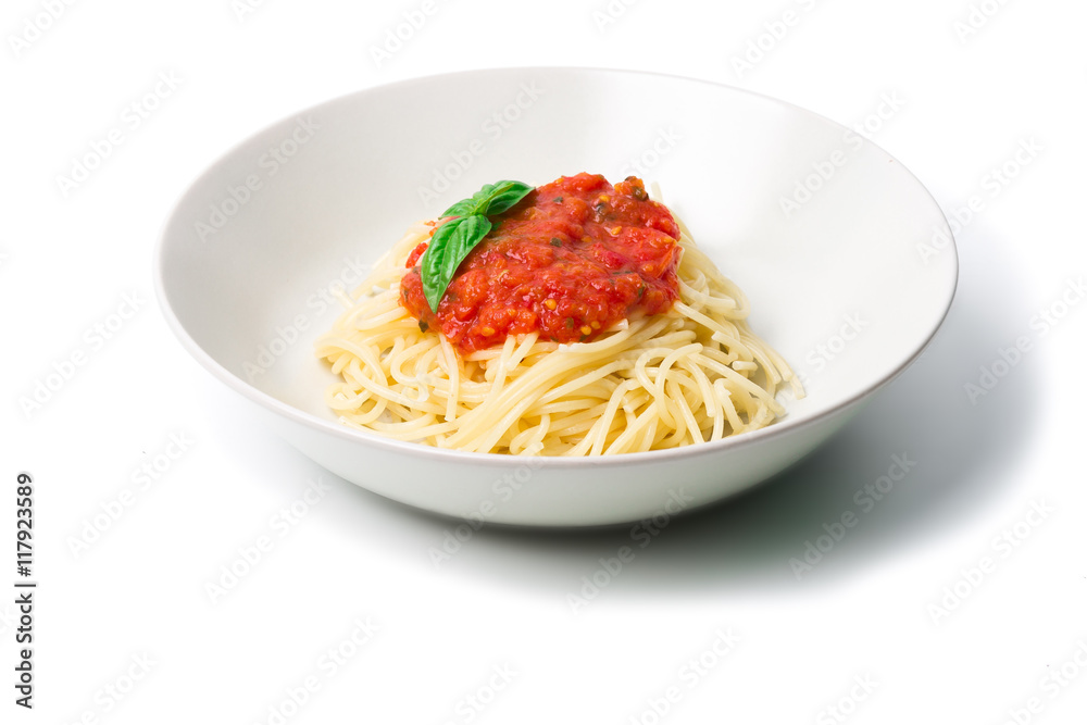 Original Italian Spaghetti with fresh tomato sauce and fresh basil Original Italian Spaghetti with fresh tomato sauce and fresh basil