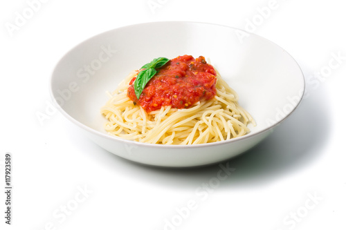 Original Italian Spaghetti with fresh tomato sauce and fresh basil