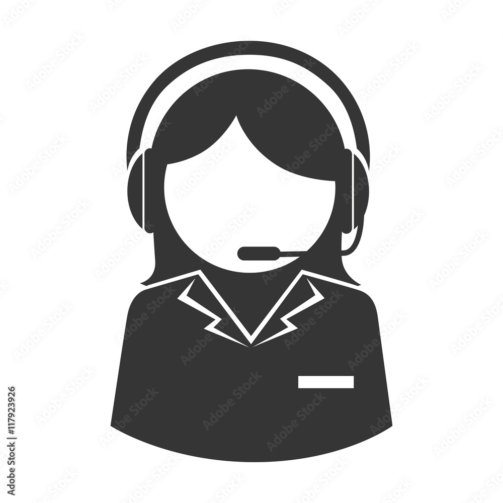 women headset service assistant icon vector graphic