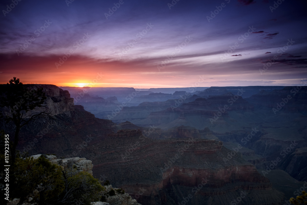 Red sunset in Grand Canyon