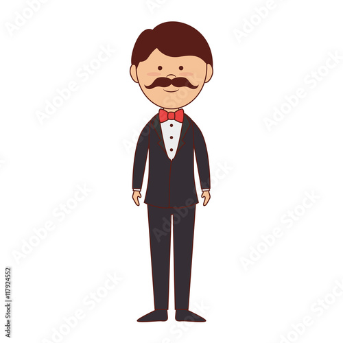 man mustache bow tie icon vector graphic