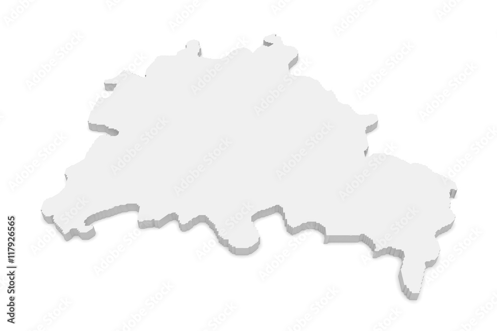 3d Illustration Map of Berlin, Germany, Isolated On A White Background