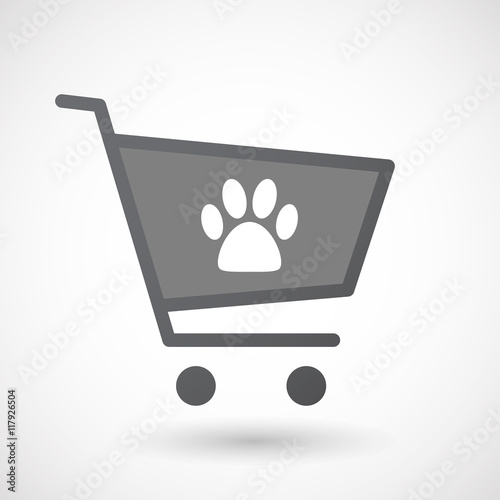 Isolated shopping cart icon with an animal footprint