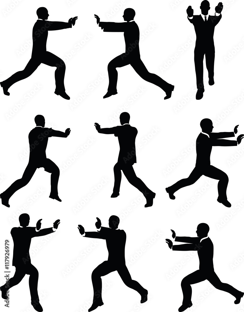 business man silhouette in push pose Stock Vector | Adobe Stock
