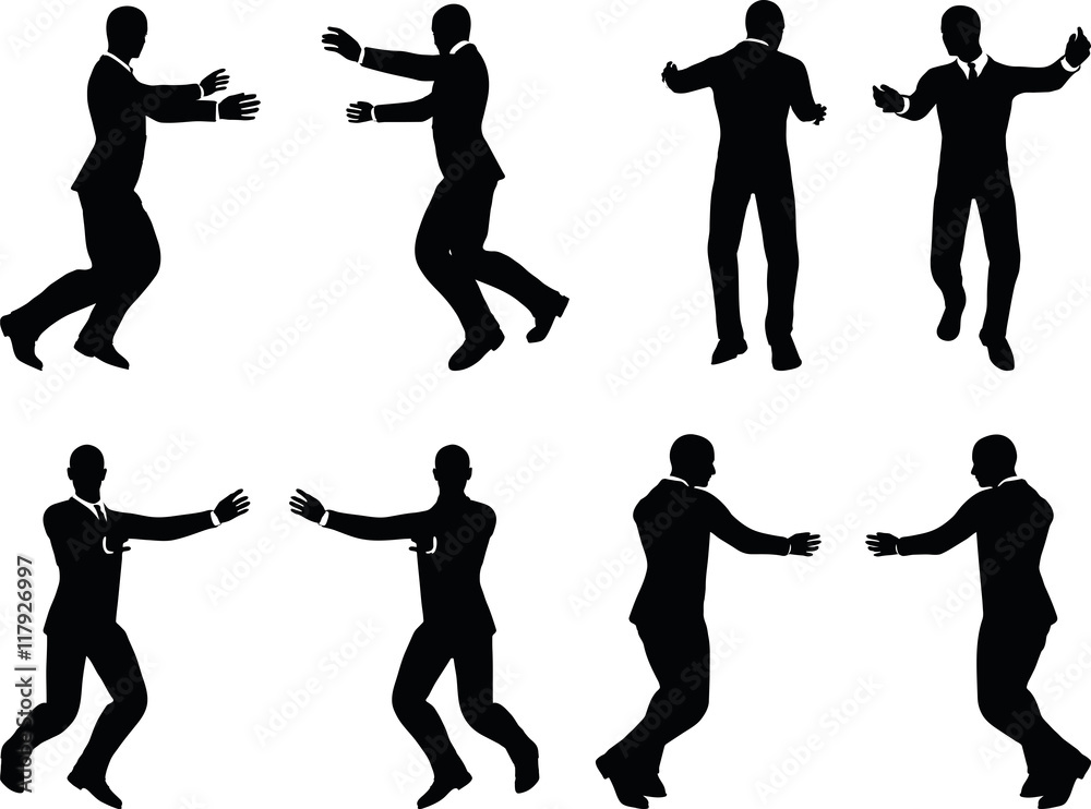 business man silhouette in push pose Stock Vector | Adobe Stock