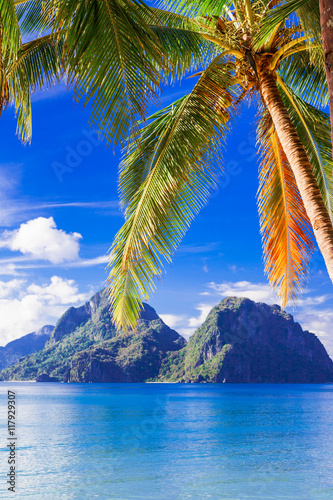 perfect tropical beach scenery - islands of Philippines, Palawan