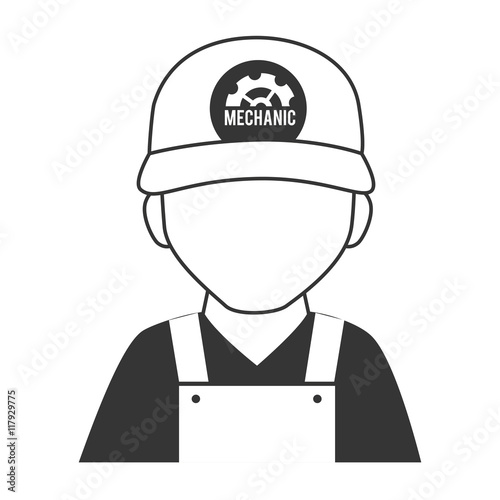 mechanic man cap vector graphic icon