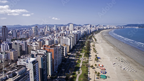 Aerial View Santos, county seat of Baixada Santista, located on photo