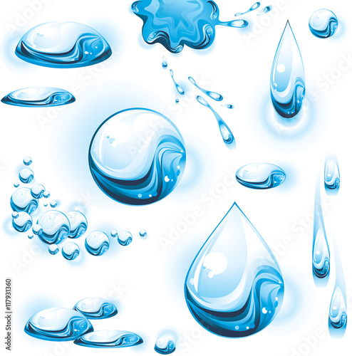 Set of water drops. Vector illustration.